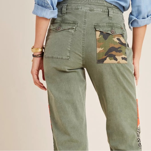 Anthropologie The Wanderer Side Striped Green Cargo Pants Women's Size 29 - Picture 8 of 13
